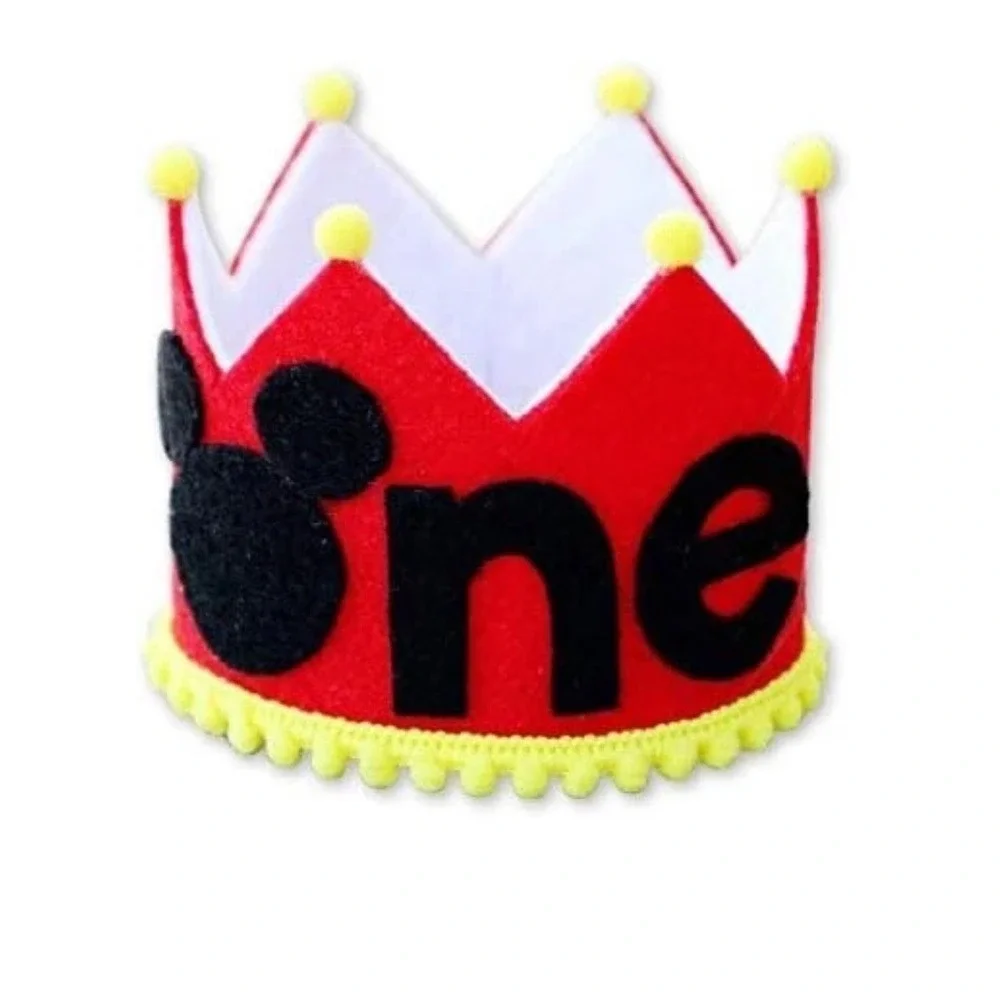 1st Birthday Cartoon Mouse Decorations - Banners, Balloons, Door Hanger, Crown..